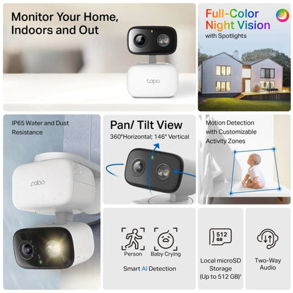 TP-Link Tapo C206 1080p Smart WiFi Security Camera | Pan Tilt AI Detection | Indoor Outdoor CCTV