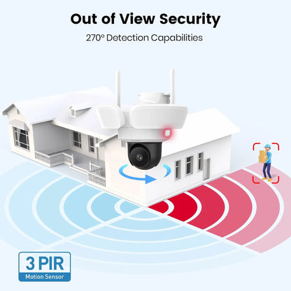 Aosu FloodlightCam Pro L5P Camera Wired 3K UHD Outdoor Security Camera | 360° Coverage, 24/7 Recording, Color Night Vision
