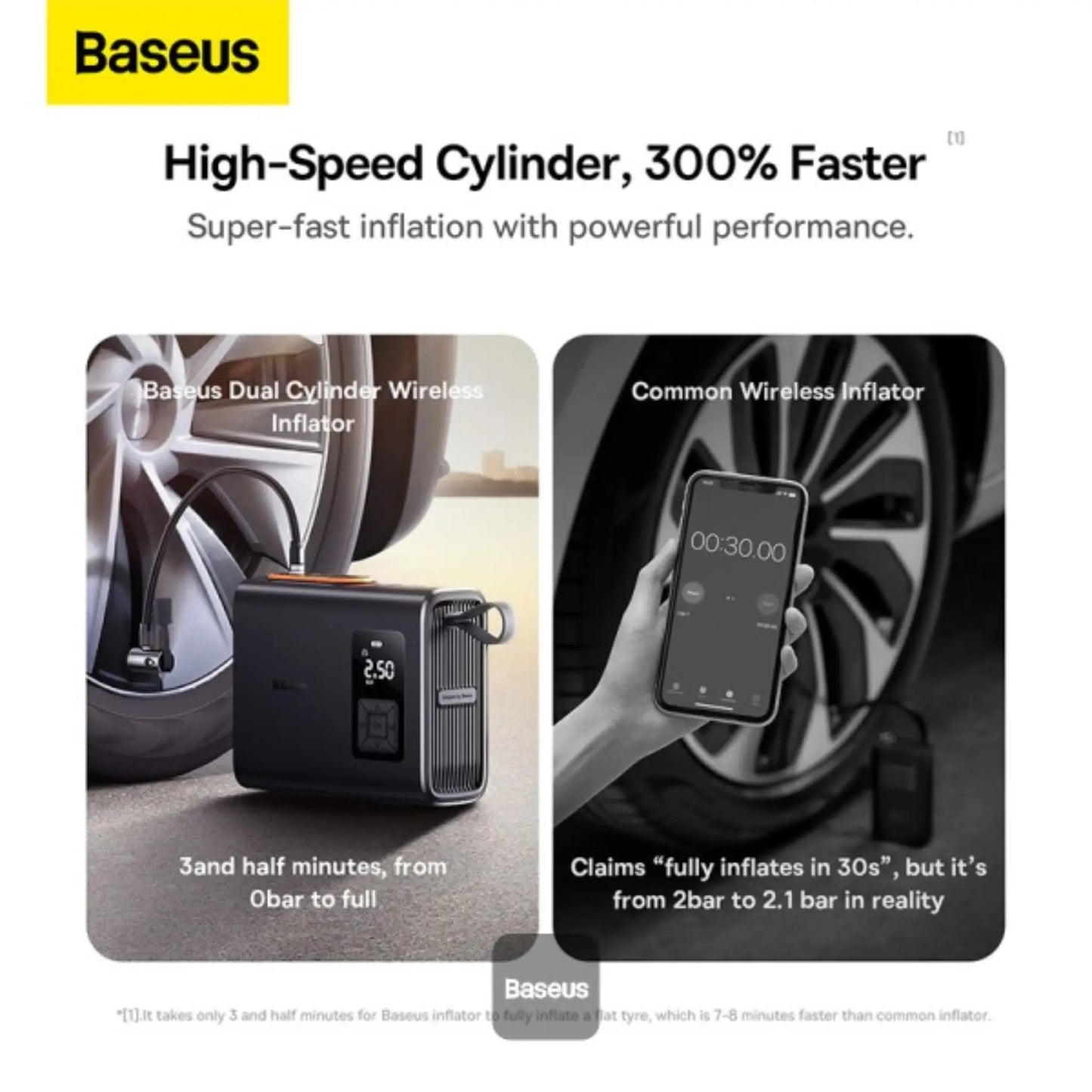 Baseus Mega Energy Pump Dual Cylinder Wireless Inflator Black – Portable Tyre Air Pump