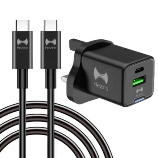 Hezire H-ADAPT PWR PD35W GaN Travel Charger | USB-C PD 35W + QC3.0 Fast Charging | HEZ-PD35W-C2C