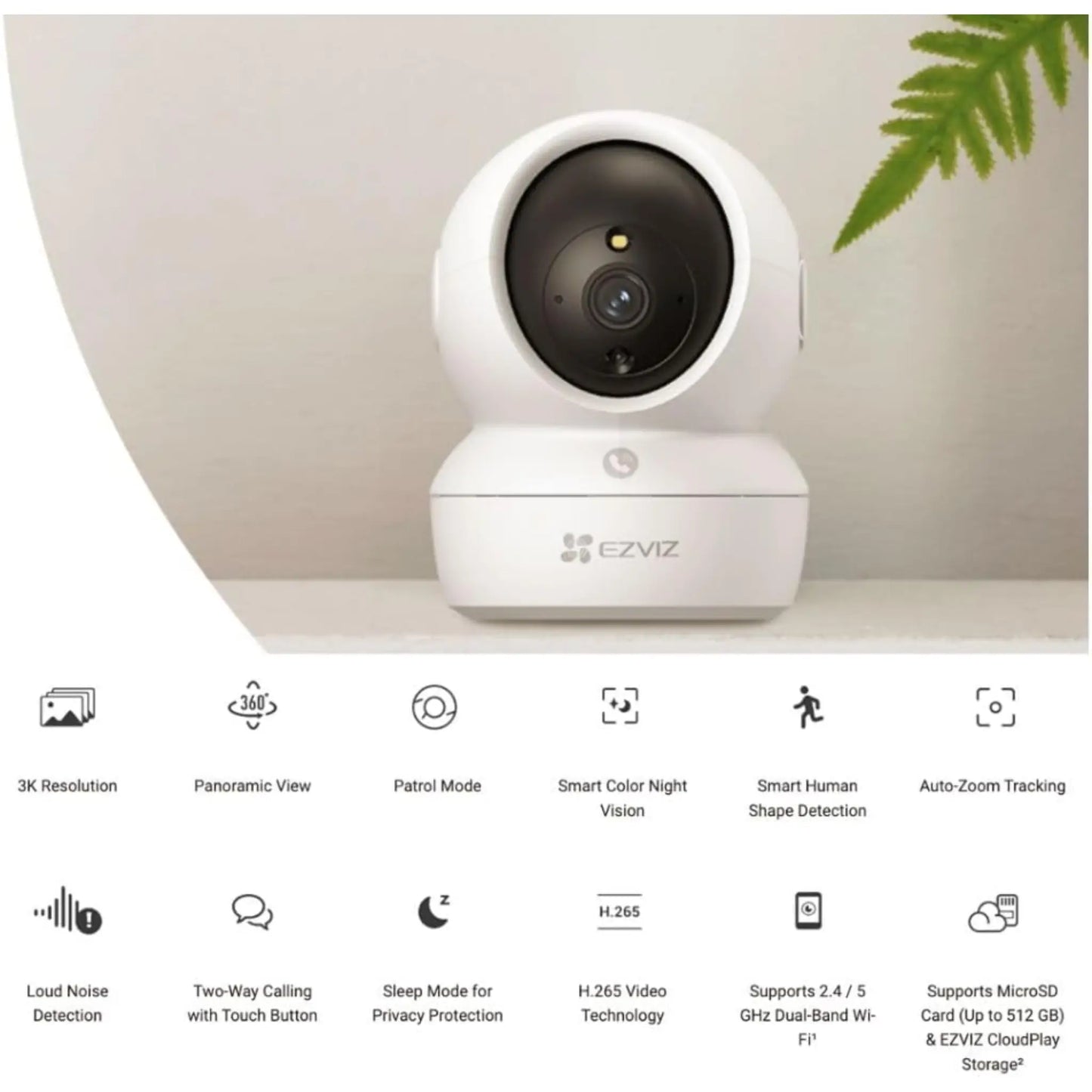 EZVIZ H6c Pro 3K 5MP WiFi Security Camera Pan & Tilt