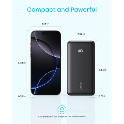 Anker Zolo Power Bank 20000mAh 22.5W Built-In USB-C Cable Black