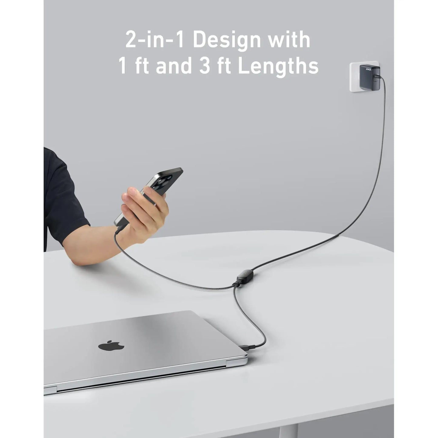 Anker 140W 2-in-1 USB-C to USB-C Charging Cable | Dual Device Fast Charge