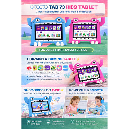 Oteeto Tab 73 Kids Play and Learn, Smart all in one Tablet PC 7 inch Display | 128GB with 6GB of RAM