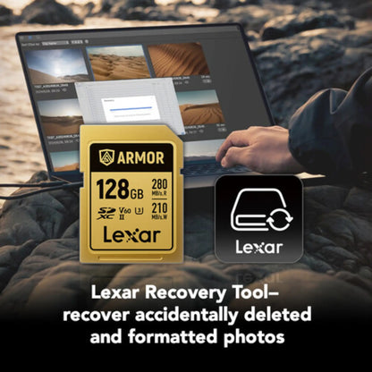 Lexar 128GB ARMOR GOLD UHS-II SDXC Memory Card V60 280MB/s