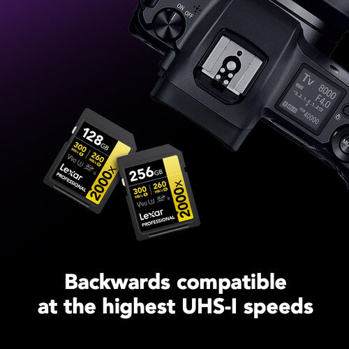 Lexar 256GB Professional 2000x UHS-II SDXC Memory Card V90 | 300MB/s | GOLD Series