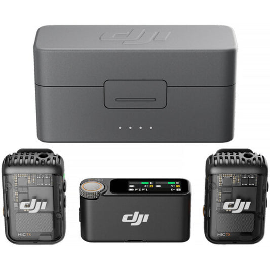 DJI Mic 2 Wireless Microphone Kit, 2 TX, 1 RX, 250m Range, 18 Hour Battery, Black