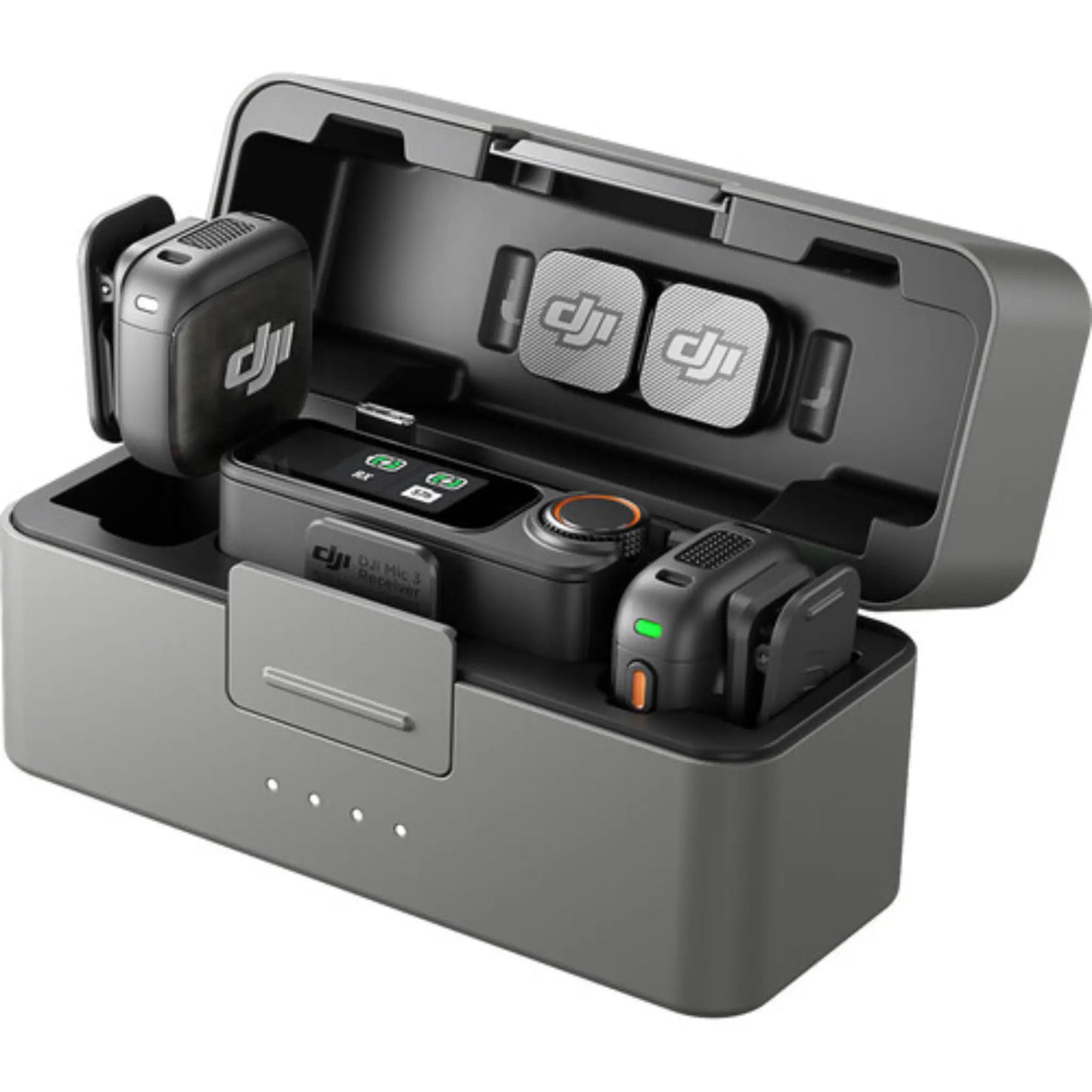 DJI Mic 3 Wireless Microphone (2 TX + 1 RX) with Charging Case – 28H Battery for iPhone, Android & Camera