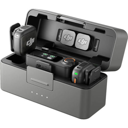 DJI Mic 3 Wireless Microphone (2 TX + 1 RX) with Charging Case – 28H Battery for iPhone, Android & Camera