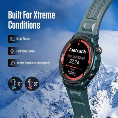 Fastrack Xtreme Pro with 3.6 cm AMOLED Display, Rugged Design, SingleSync BT Calling, Functional Crown with Black Strap
