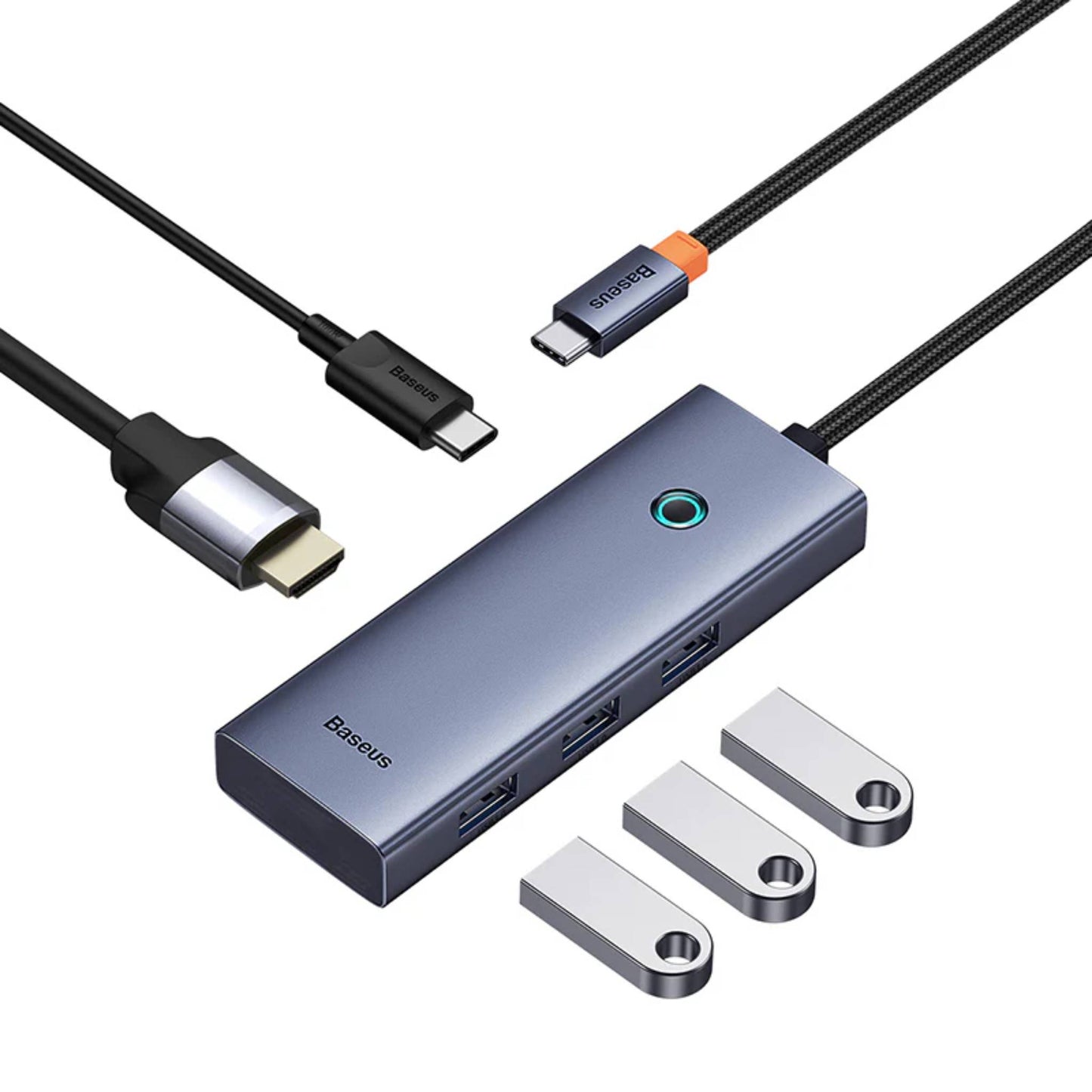 Baseus USB-C 5-in-1 Hub UltraJoy | HDMI 4K, 3× USB 3.0, PD Charging – Grey