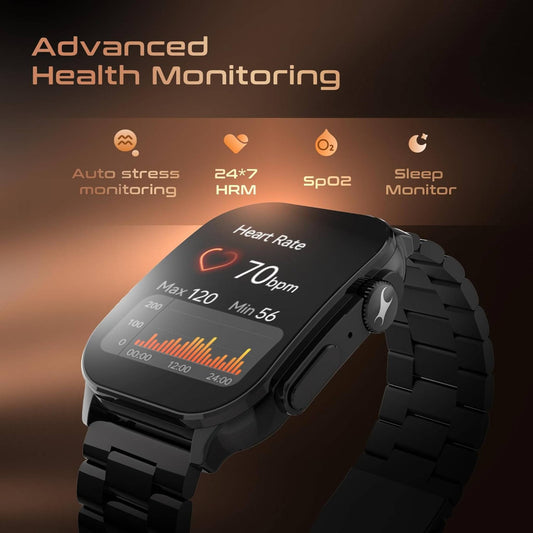 Titan Fastrack Horizon S1 Smartwatch, 1.96 inches AMOLED Display, Black Metal Case with Black Steel Strap