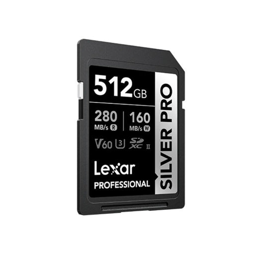 Lexar SILVER PRO 512GB SDXC UHS-II V60 SD Card – 280MB/s Read Speed