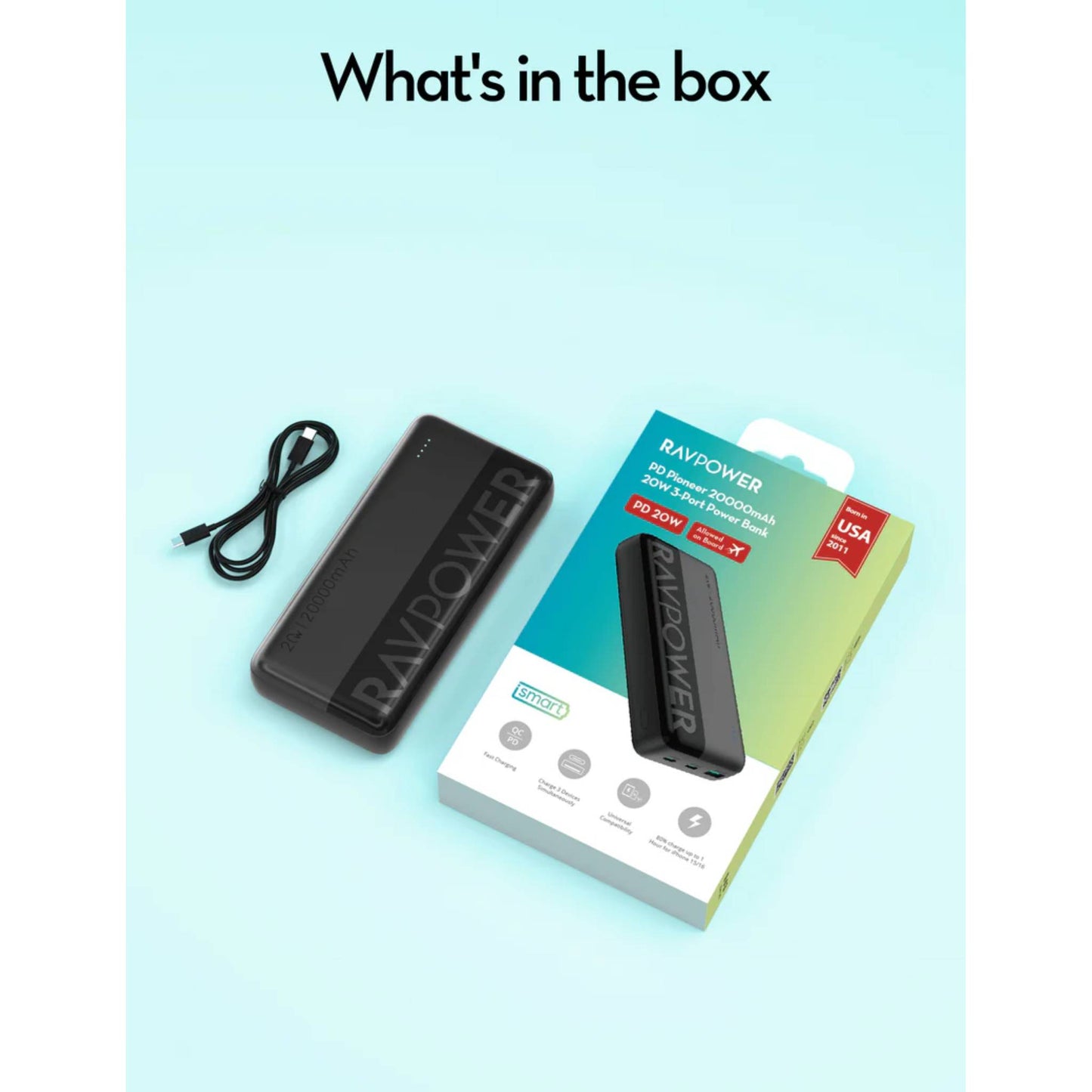 RAVPower RP-PB1229 PD Pioneer 20000mAh 20W Power Bank Black