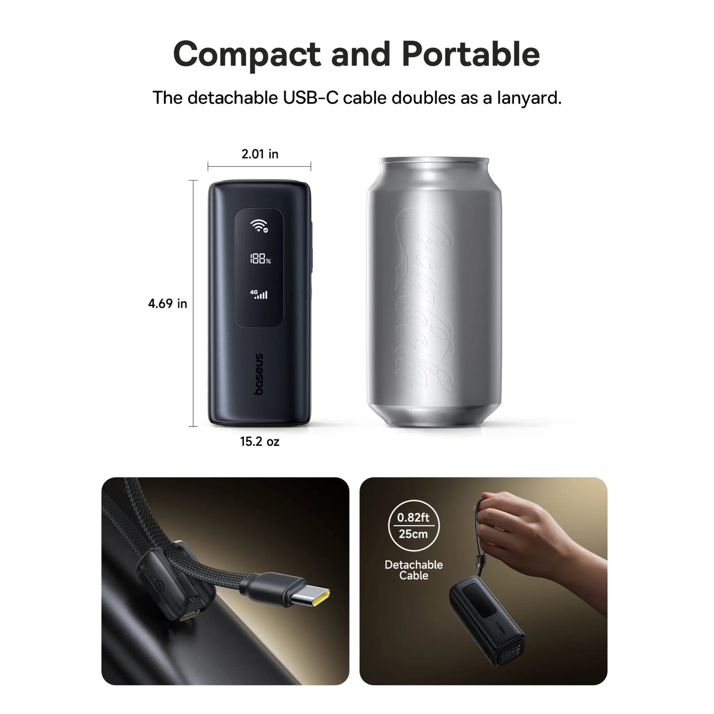 Baseus 4G LTE Mobile Hotspot & 20000mAh 67W Power Bank | Global WiFi