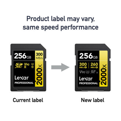 Lexar 256GB Professional 2000x UHS-II SDXC Memory Card V90 | 300MB/s | GOLD Series