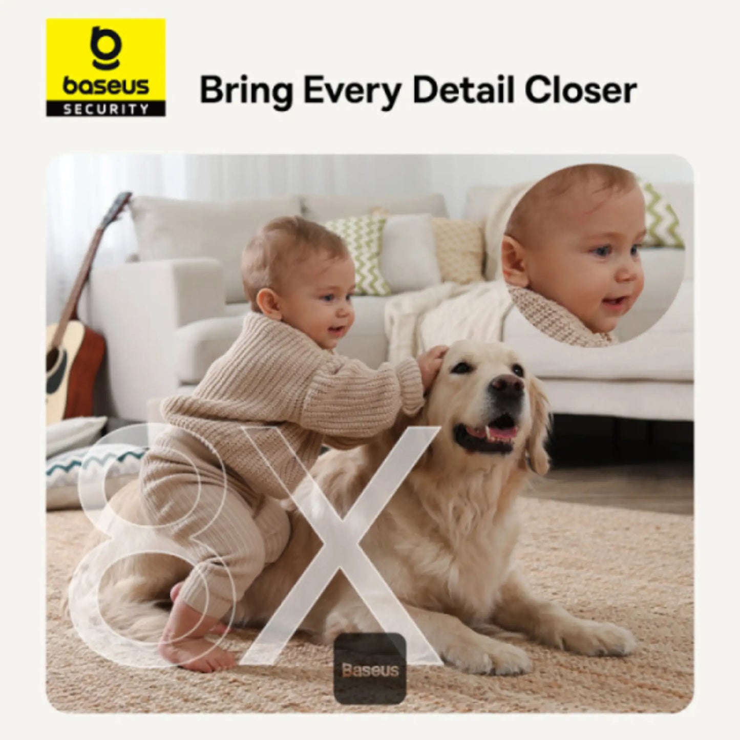 Baseus Security P1 Lite 3MP Wi-Fi Indoor Camera 360° Pan AI Detection Night Vision