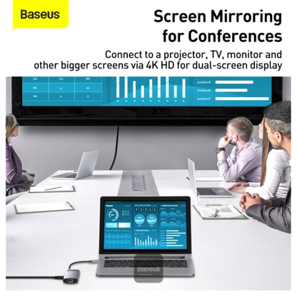 Baseus Metal Gleam Series 8-in-1 Multifunctional Type-C HUB Docking Station - Grey