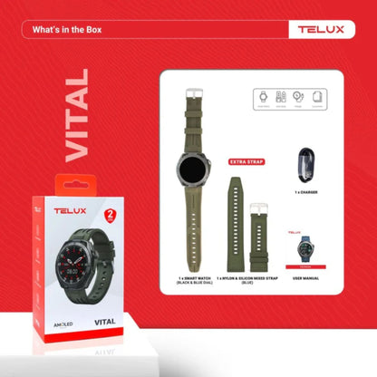 TELUX VITAL Smart Calling Watch with 1.43” AMOLED Display | AI Voice Assistant