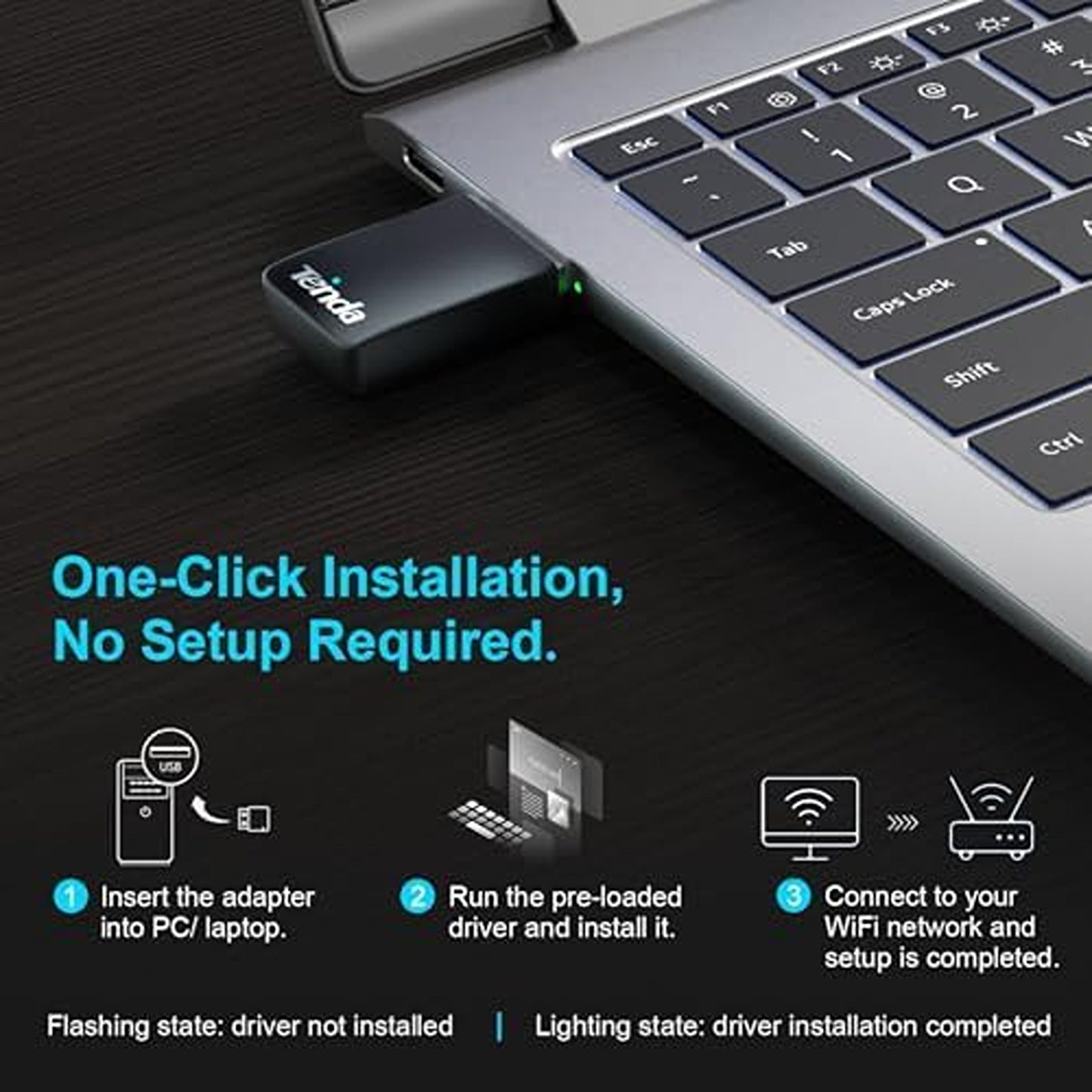 Tenda U11 AX900 Wi-Fi 6 USB Adapter | Dual-Band Driver-Free USB WiFi Dongle