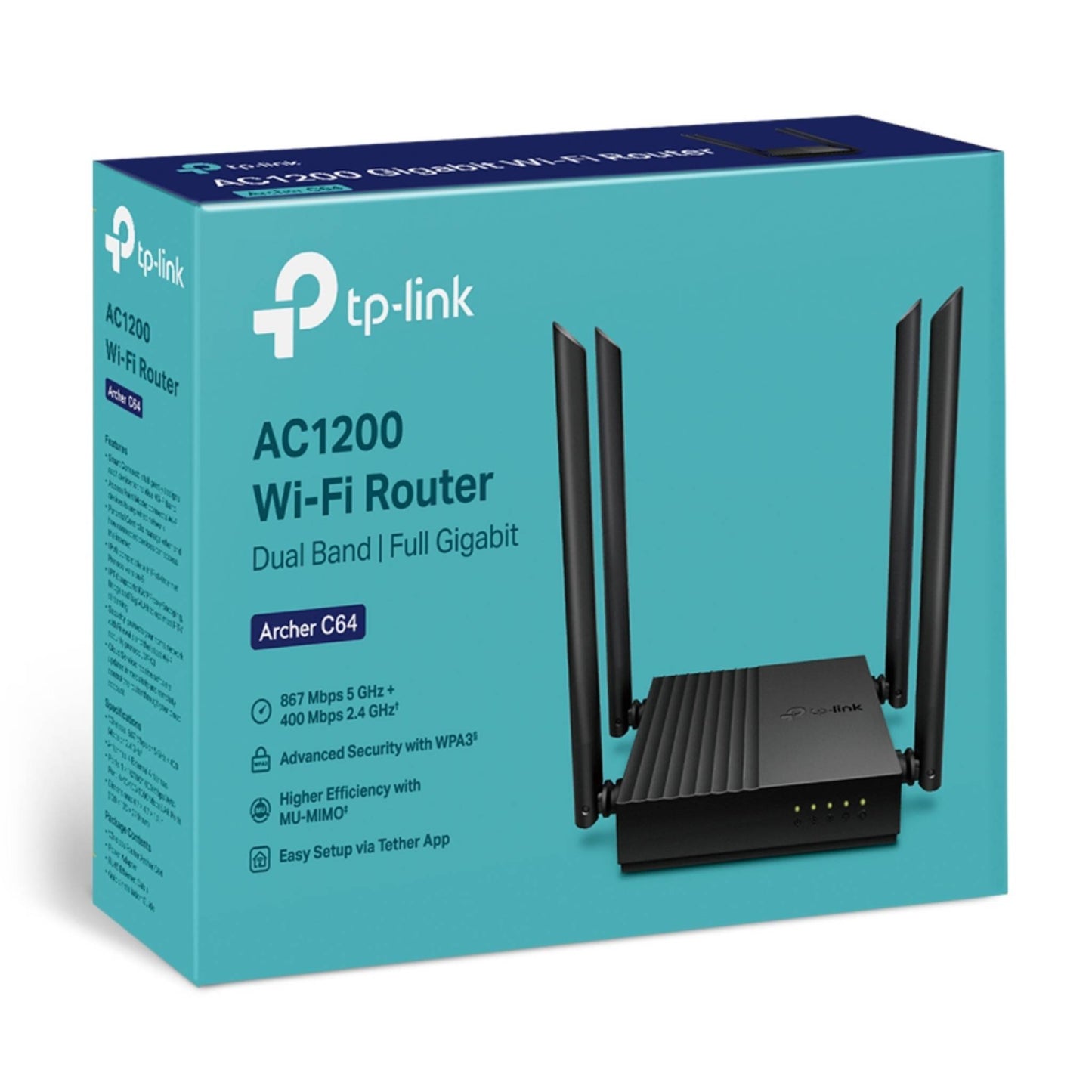 TP-Link Archer C64 AC1200 Dual-Band Gigabit Wi-Fi Router | WPA3 Security
