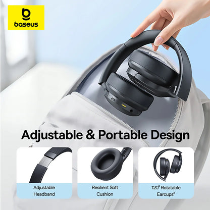 Baseus Bass BH1 Lite Wireless Headphones Bluetooth 6.0 | 80H Battery Life