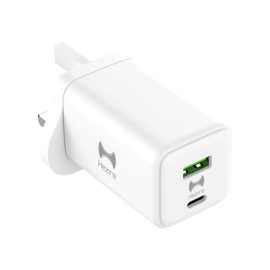 Hezire H-Adapt Rapid PD65W GaN Travel Charger | Dual USB-C PD & USB-A QC3.0 Fast Charger | HEZ-TC-PD65W