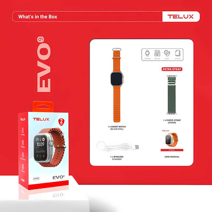 TELUX EVO 9 Smart Calling Watch with 2.02” FHD Display & Extra Strap