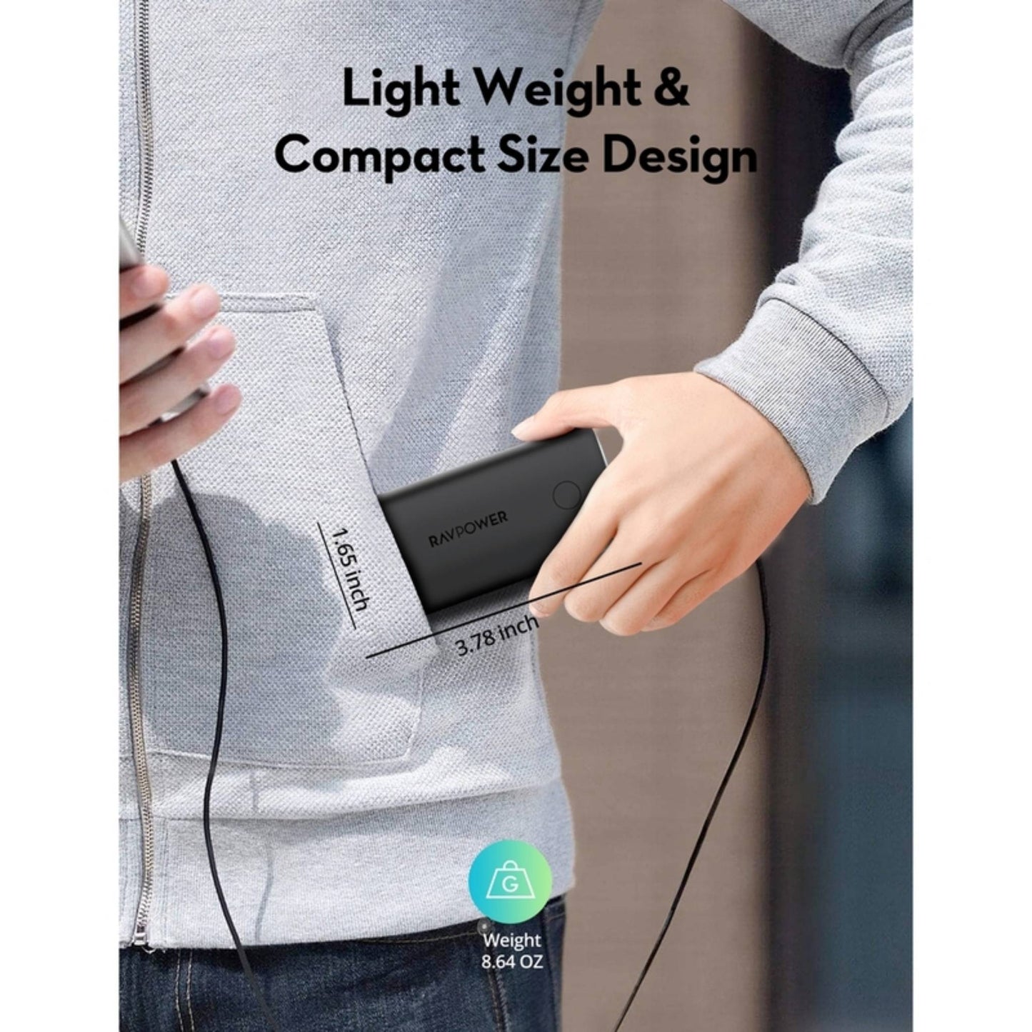 RavPower RP-Pb208 Pioneer 10,000mAh 30W 2-Port Power Bank