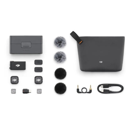 DJI Mic 3 Wireless Microphone (2 TX + 1 RX) with Charging Case – 28H Battery for iPhone, Android & Camera