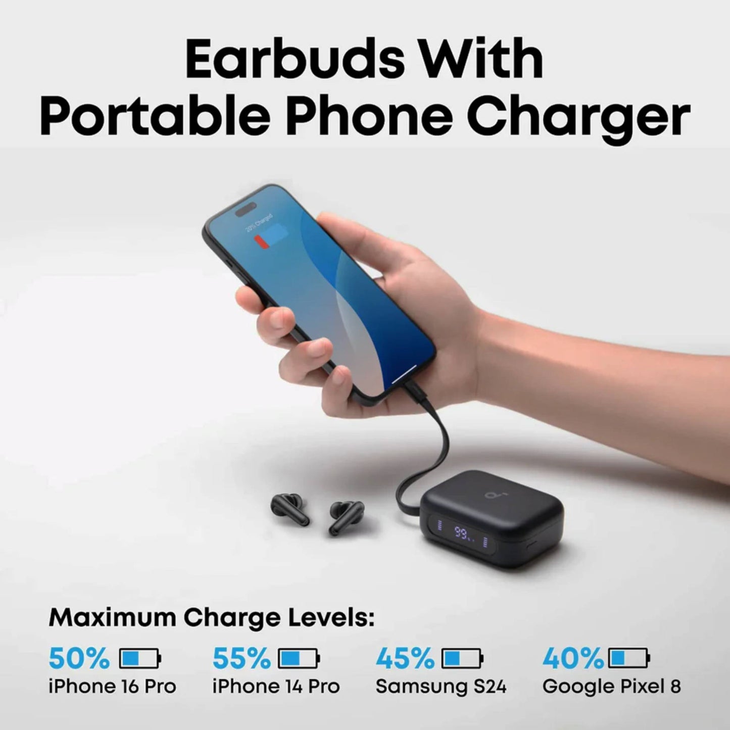 Soundcore P41i by Anker, Adaptive Noise Cancelling Earbuds with Portable Phone Charger