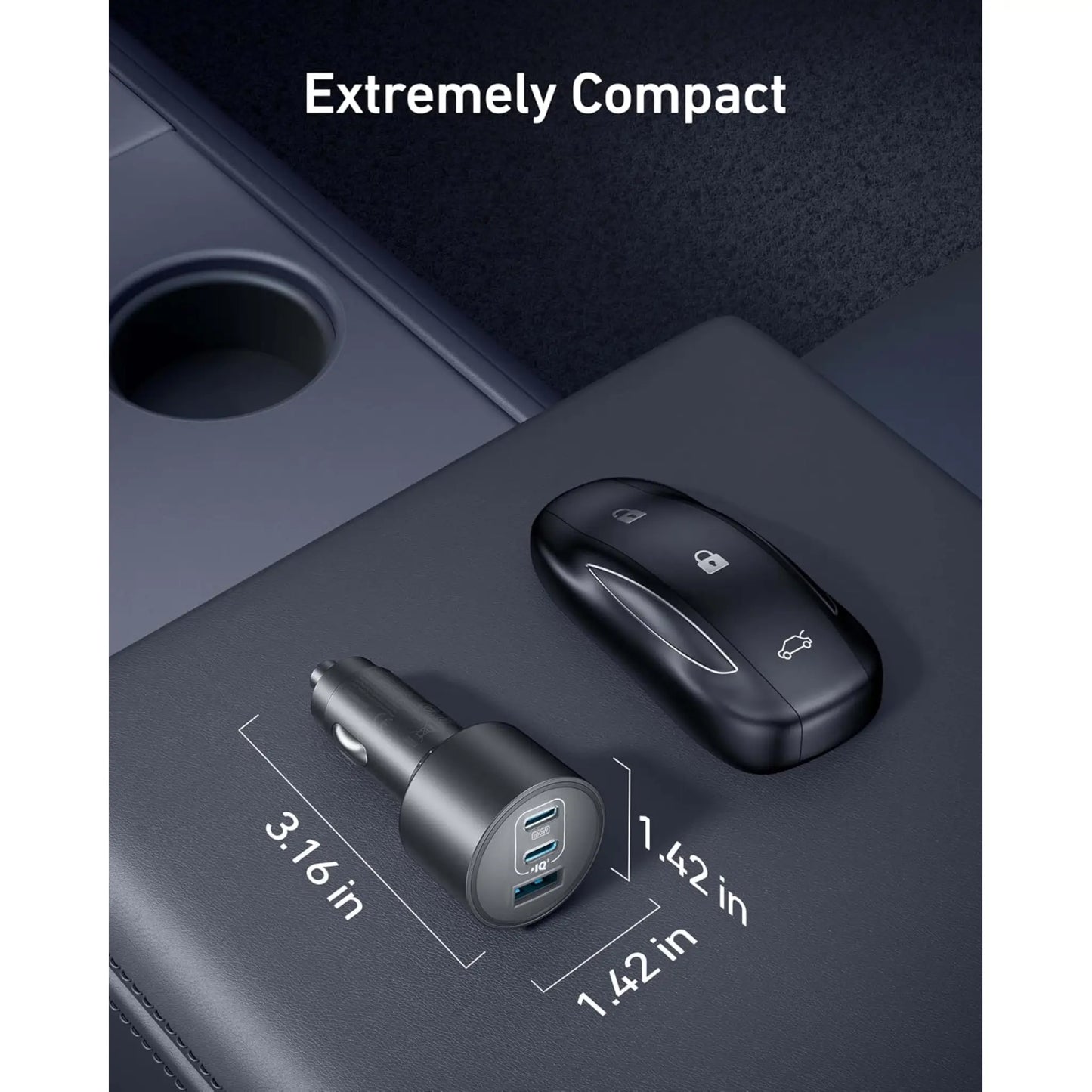 Anker 167.5W Triple-Port Car Charger with USB-C Cable | 100W Fast Charging