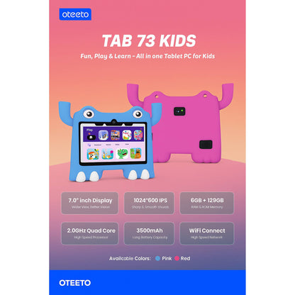 Oteeto Tab 73 Kids Play and Learn, Smart all in one Tablet PC 7 inch Display | 128GB with 6GB of RAM