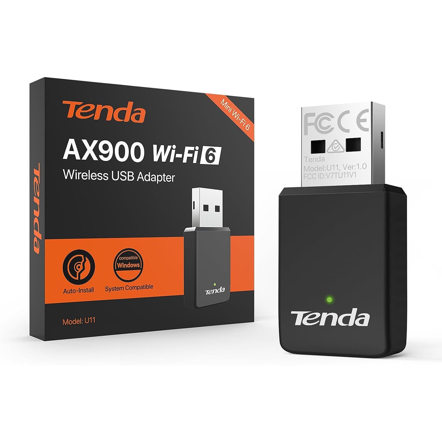 Tenda U11 AX900 Wi-Fi 6 USB Adapter | Dual-Band Driver-Free USB WiFi Dongle