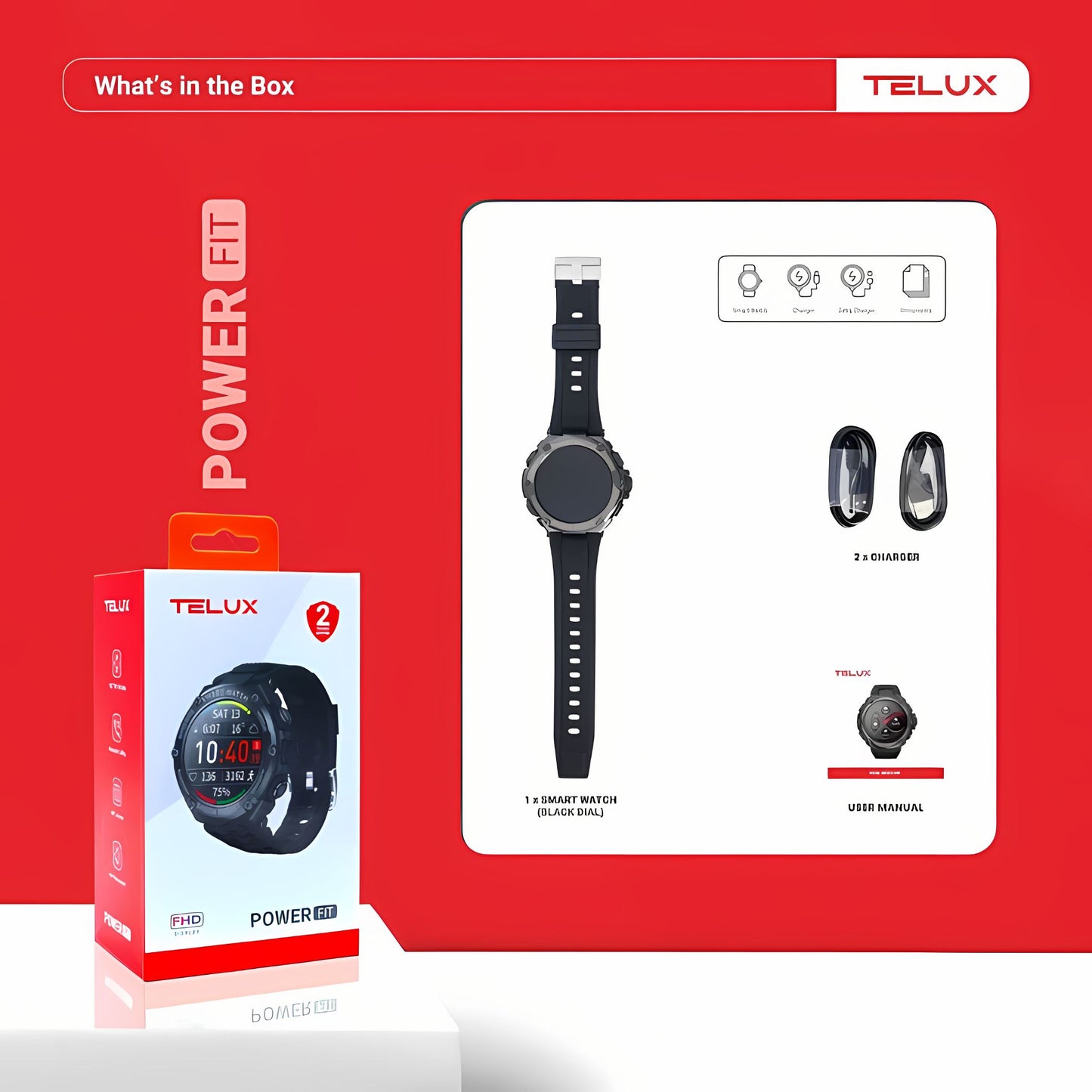 TELUX POWERFIT Smart Calling Watch with 1.53” FHD Display & 15 Days Battery Life