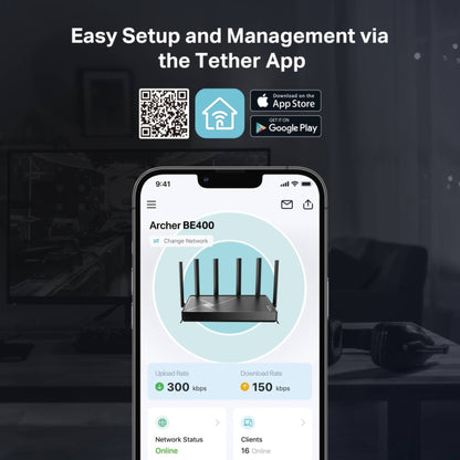 TP-Link Archer BE400 BE6500 Wi-Fi 7 Router | 6.5 Gbps