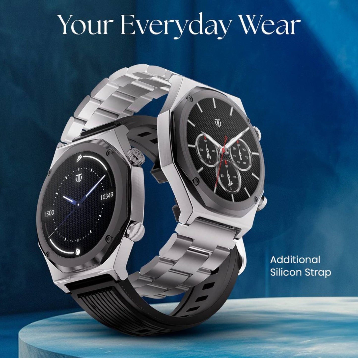 Titan Maestro Premium Metal Smartwatch with AllÂ SS construction, SingleSync BT Calling, Functional Crown