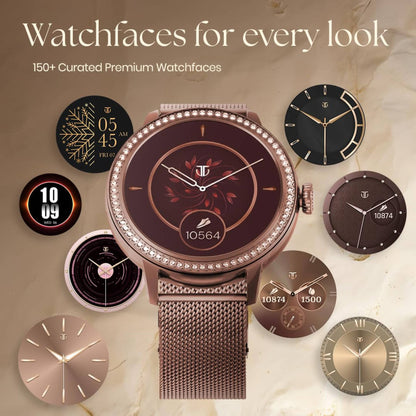 Titan Valerie Premium Smartwatch with AllÂ 316L SS construction, Skin Temp. Sensor, Womenâ€™s Health, SingleSync BT Calling