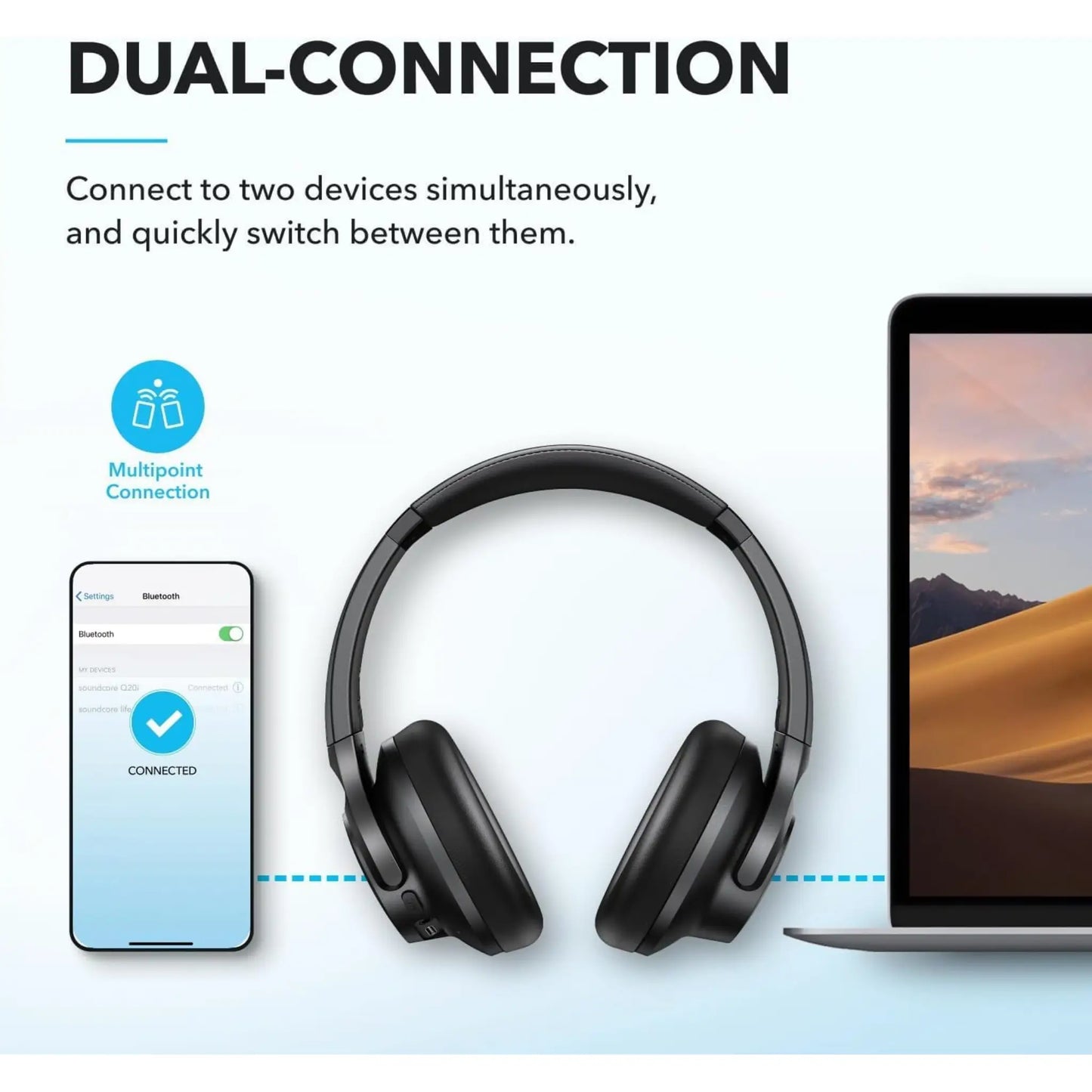 Soundcore Q20i Hybrid ANC Headphones | Hi-Res Audio