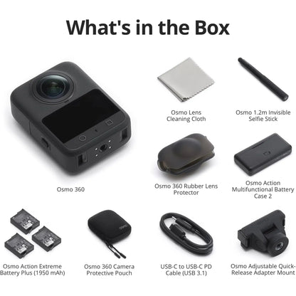 DJI Osmo 360 Camera Adventure Combo – 8K Waterproof 360° Action Camera with 3 Batteries