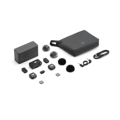 DJI Mic 3 Wireless Microphone (2 TX + 1 RX) with Charging Case – 28H Battery for iPhone, Android & Camera