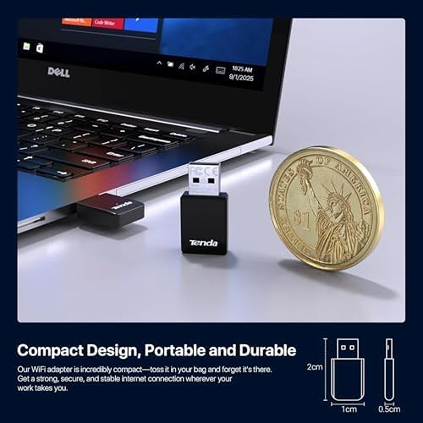Tenda U11 AX900 Wi-Fi 6 USB Adapter | Dual-Band Driver-Free USB WiFi Dongle