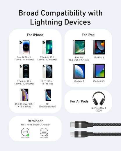 Anker USB-C to Lightning Cable 3ft Upcycled Braided MFi Fast Charging for iPhone
