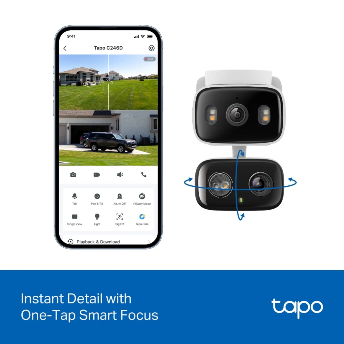 TP-Link Tapo C246D Dual Lens 2K Security Camera | Indoor/Outdoor Smart WiFi CCTV