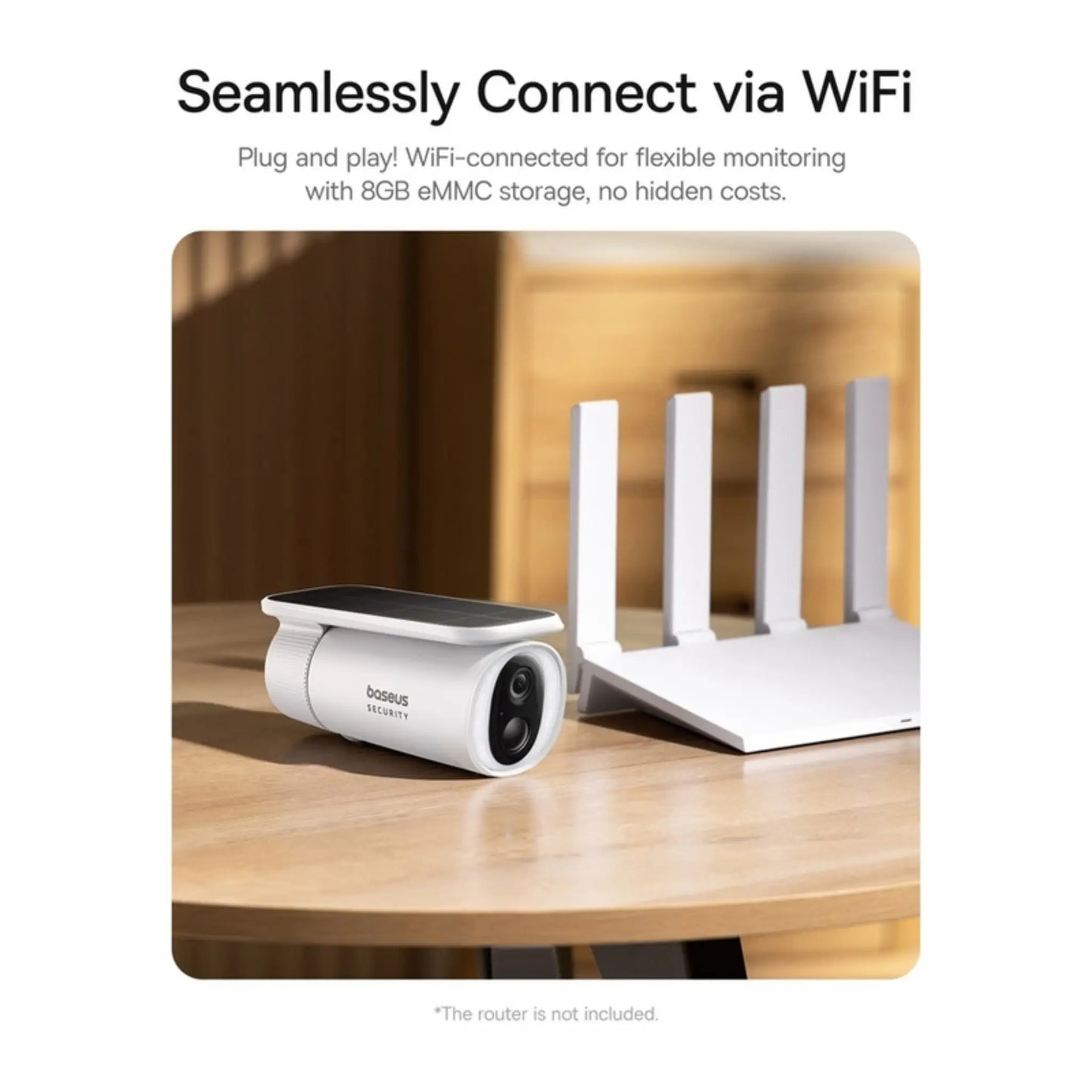 Baseus Security S1 Outdoor 2K Solar Security Camera – IP67 Waterproof, AI Detection