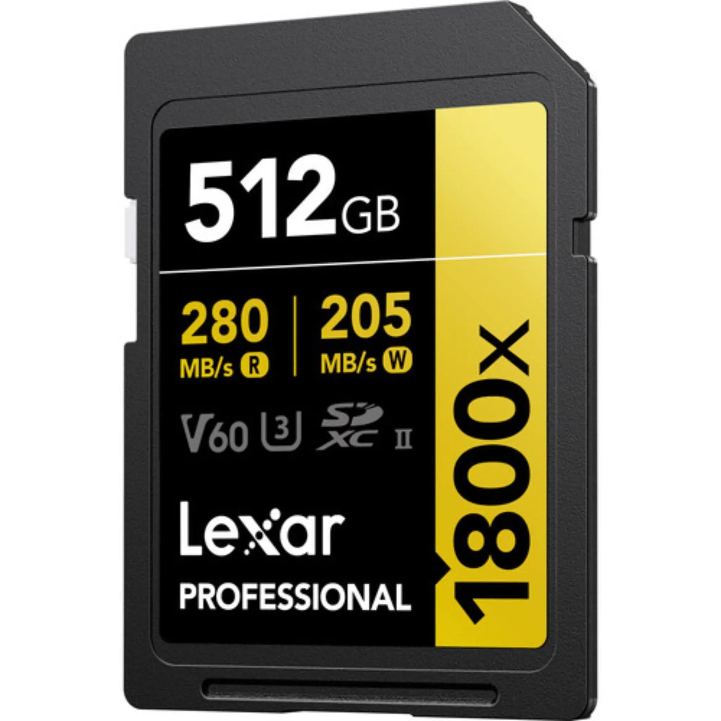 Lexar 512GB Professional 1800x UHS-II SDXC Memory Card GOLD V60 280MB/s