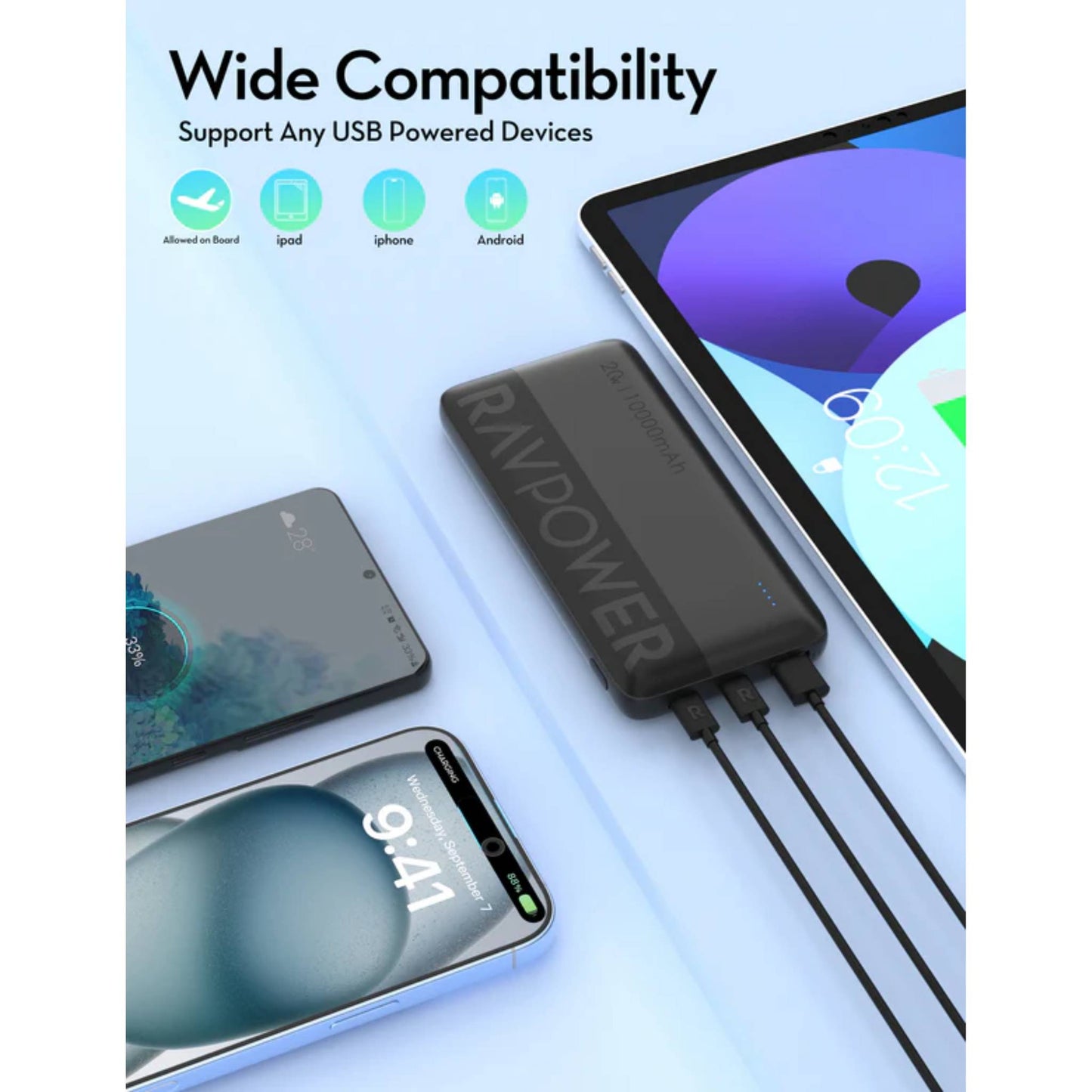 RAVPower RP-PB1228 PD Pioneer 10000mAh 20W Power Bank Black