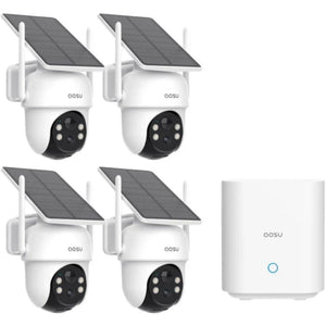 Aosu SolarCam D1 Classic System C9C-4H | Outdoor Wireless Security Cameras 4-Cam Kit | Solar Powered 2K CCTV System