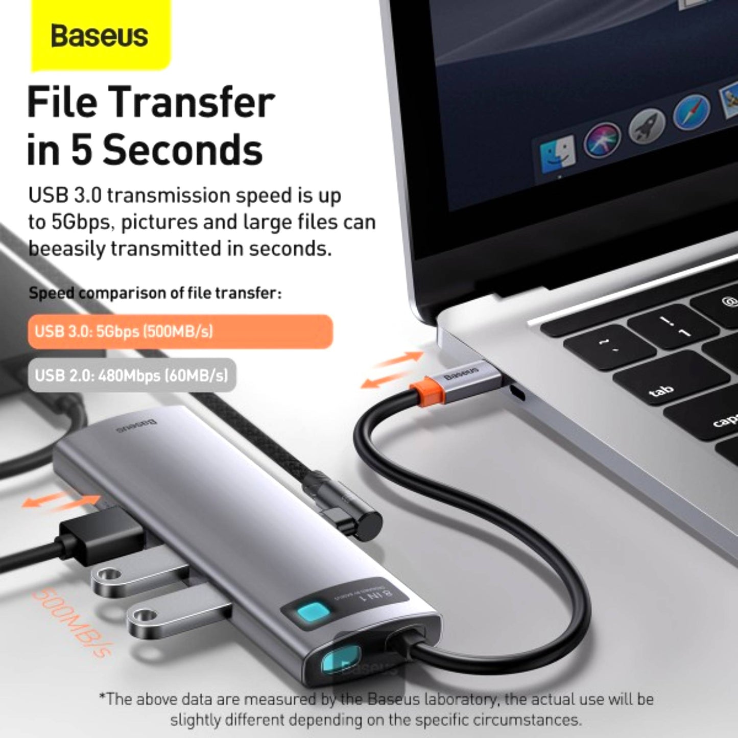 Baseus Metal Gleam Series 8-in-1 Multifunctional Type-C HUB Docking Station - Grey