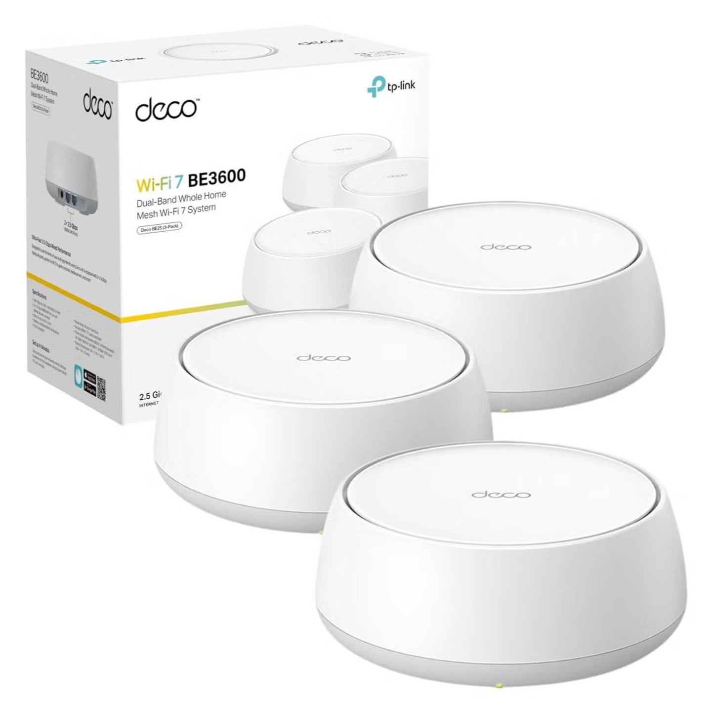 TP-Link Deco BE25 BE3600 Mesh WiFi 7 System | 3.6Gbps, 2.5G Ports